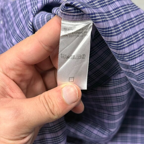 Ermenegildo Zegna Dress Shirt Italy Purple Check Long Sleeve Cotton 17.5 XL - Picture 8 of 9